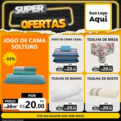 Modelo de Rede Social para Feed Facebook com o tema Super Ofertas para Cama, Mesa e Banho