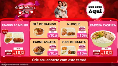 Modelo de TV para TV Horizontal com o tema Valentine's Day para Restaurante
