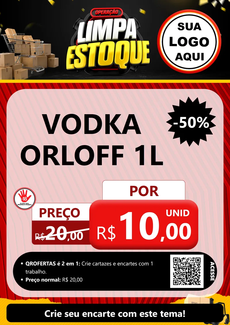 Modelo de Cartaz para Cartaz A4 Vertical com o tema Operação Limpa Estoque para Distribuidora de bebidas