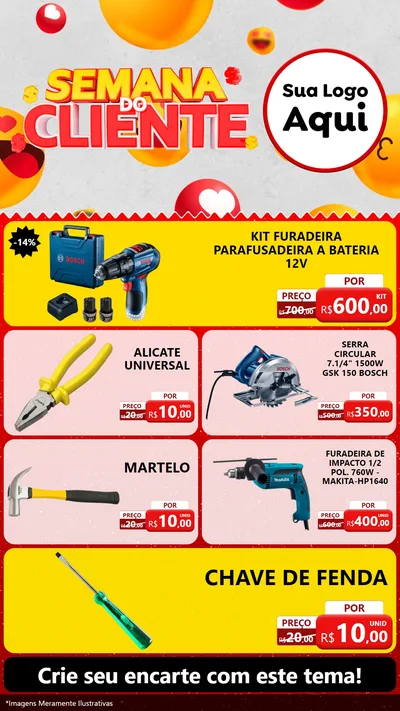 Modelo de TV para TV Vertical com o tema Semana do Cliente para Maquinas e Ferramentas