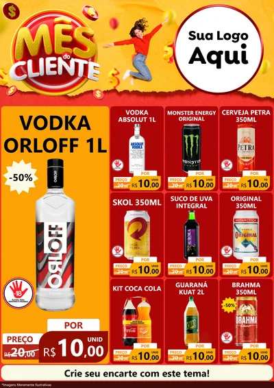Modelo de Encarte para Encarte A4 Vertical com o tema Mês do Cliente para Distribuidora de bebidas