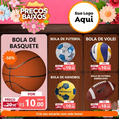 Modelo de Rede Social para Feed Facebook com o tema Primavera de Preços Baixos para Artigos Esportivos
