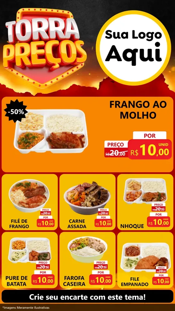 Modelo de Rede Social para Stories com o tema Torra Preços para Restaurante