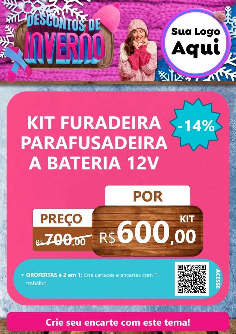 Modelo de Cartaz para Cartaz A4 Vertical com o tema Descontos de Inverno para Maquinas e Ferramentas