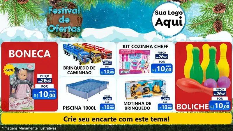 Modelo de TV para TV Horizontal com o tema Festival de Ofertas - Inverno para Brinquedos