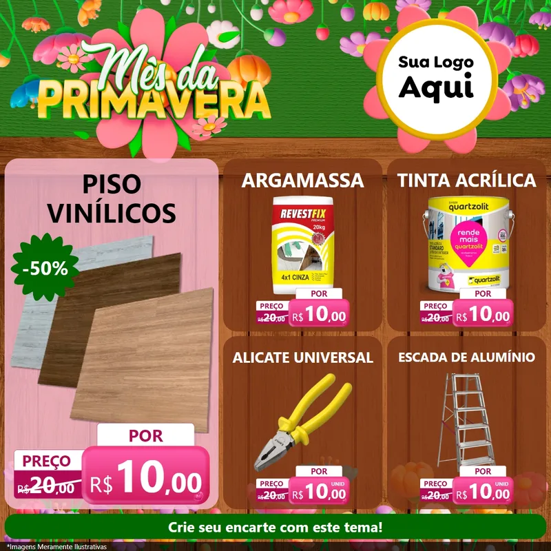 Modelo de Rede Social para Feed Facebook com o tema Mês da Primavera para Material para Construção