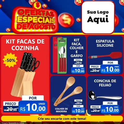 Modelo de Rede Social para Feed Facebook com o tema Ofertas Especiais de Agosto para Utilidades Domésticas