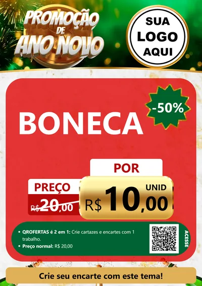 Modelo de Cartaz para Cartaz A4 Vertical com o tema Promoção de Ano Novo para Brinquedos