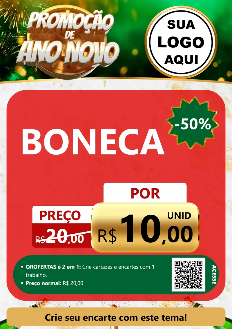 Modelo de Cartaz para Cartaz A4 Vertical com o tema Promoção de Ano Novo para Brinquedos
