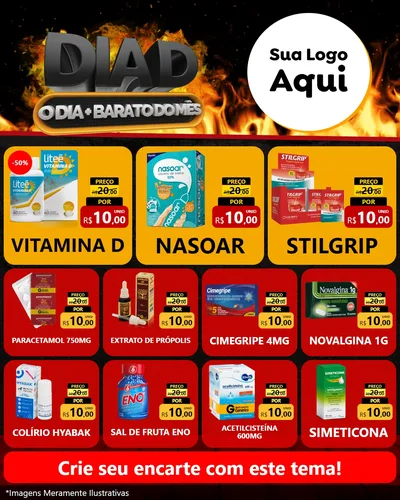 Modelo de Rede Social para Feed Instagram com o tema Dia D, O Dia Mais Barato Do Mês para Farmácia