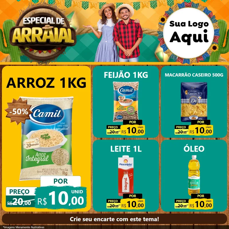 Modelo de Rede Social para Feed Facebook com o tema Especial De Arraial para Supermercado