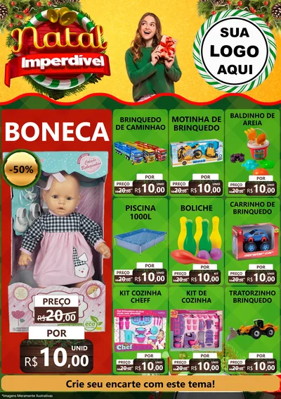 Modelo de Encarte para Encarte A4 Vertical com o tema Natal Imperdível para Brinquedos