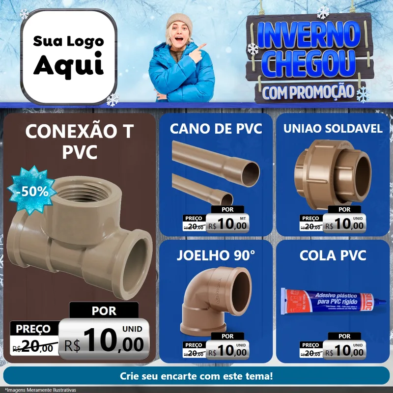 Modelo de Rede Social para Feed Facebook com o tema Inverno Chegou Com Promoção para Tubos e conexões