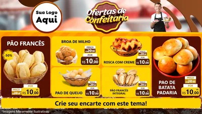 Modelo de TV para TV Horizontal com o tema Ofertas de Confeitaria para Padaria