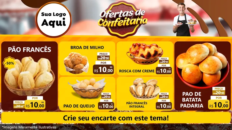 Modelo de TV para TV Horizontal com o tema Ofertas de Confeitaria para Padaria