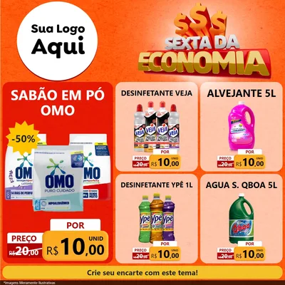 Modelo de Rede Social para Feed Facebook com o tema Sexta da Economia para Produtos de Limpeza