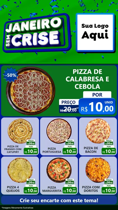 Modelo de Rede Social para Stories com o tema Janeiro Sem Crise para Pizzaria
