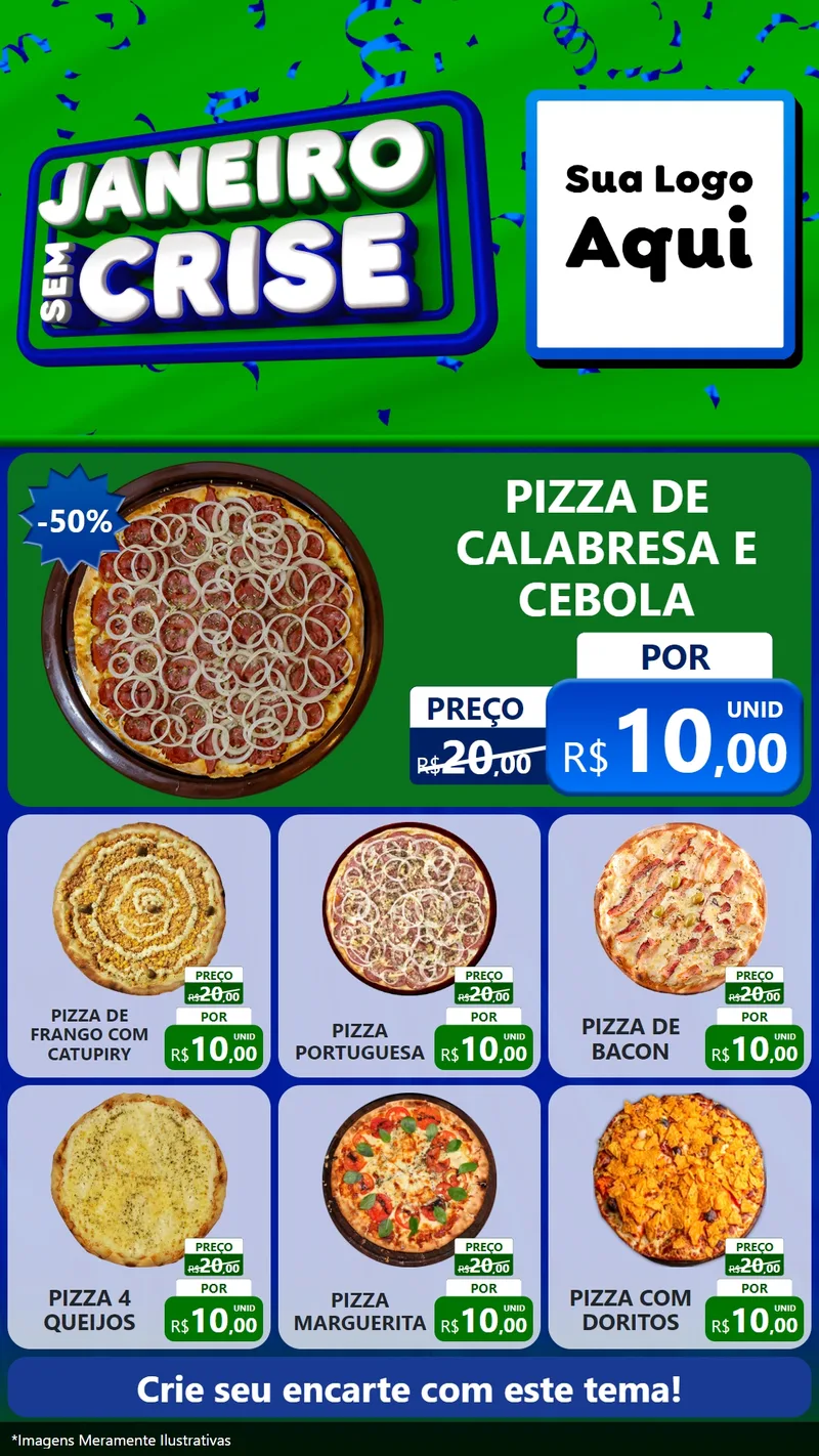Modelo de Rede Social para Stories com o tema Janeiro Sem Crise para Pizzaria