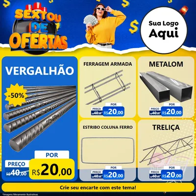 Modelo de Rede Social para Feed Facebook com o tema Sextou de Ofertas para Ferragens