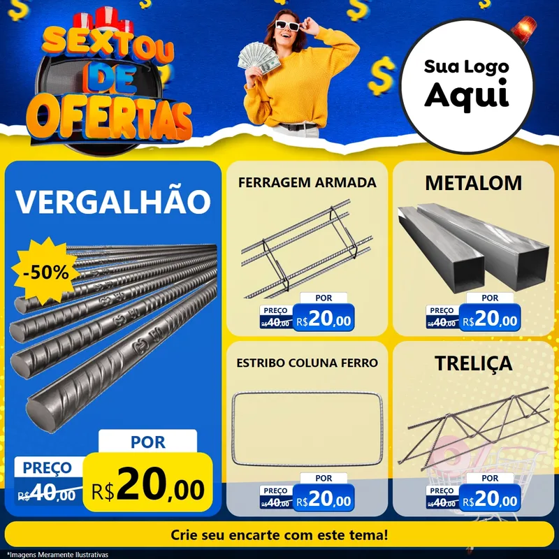 Modelo de Rede Social para Feed Facebook com o tema Sextou de Ofertas para Ferragens
