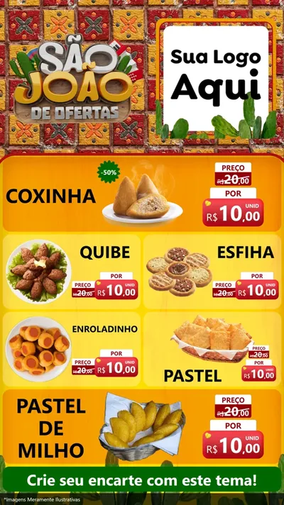 Modelo de TV para TV Vertical com o tema São João de Muitas Ofertas - Junina para Salgadaria