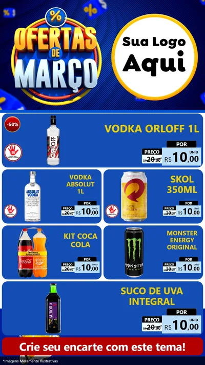Modelo de TV para TV Vertical com o tema Ofertas de Março para Distribuidora de bebidas