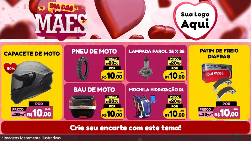 Modelo de TV para TV Horizontal com o tema Dia Das Mães para Moto peças