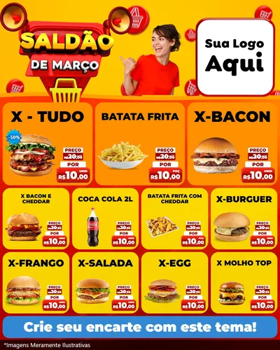 Modelo de Rede Social para Feed Instagram com o tema Saldão de Março para Hamburgueria