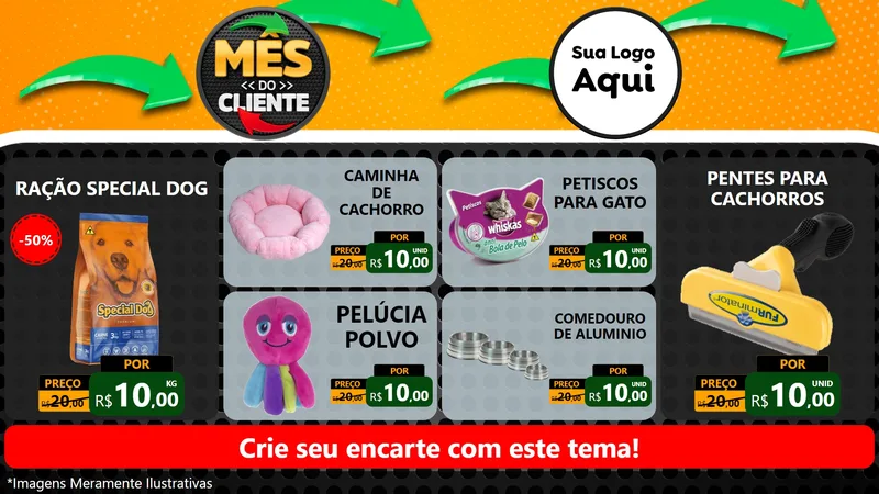 Modelo de TV para TV Horizontal com o tema Mês do Cliente para Pet Shop
