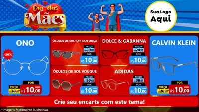 Modelo de TV para TV Horizontal com o tema Dia das Mães para Óticas