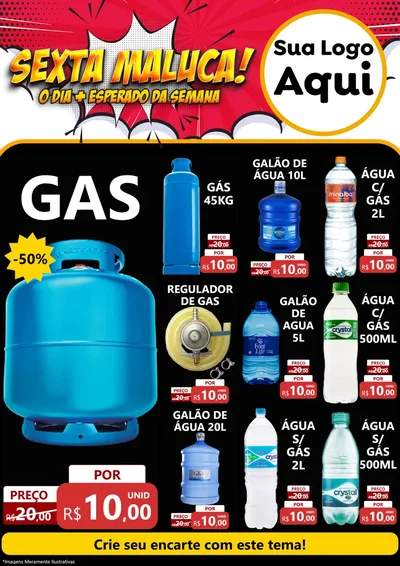 Modelo de Encarte para Encarte A4 Vertical com o tema Sexta Maluca! para Água e gás
