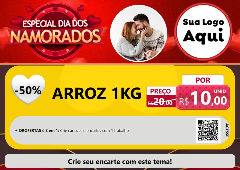 Modelo de Cartaz para Cartaz A4 Horizontal com o tema Especial Dia Dos Namorados para Supermercado