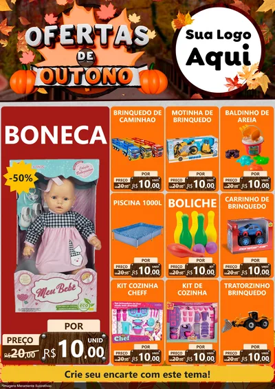Modelo de Encarte para Encarte A4 Vertical com o tema Ofertas de Outono para Brinquedos