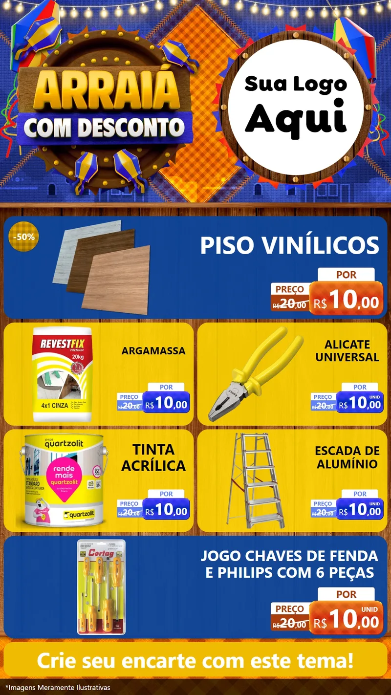 Modelo de TV para TV Vertical com o tema Arraiá Com Desconto para Material para Construção