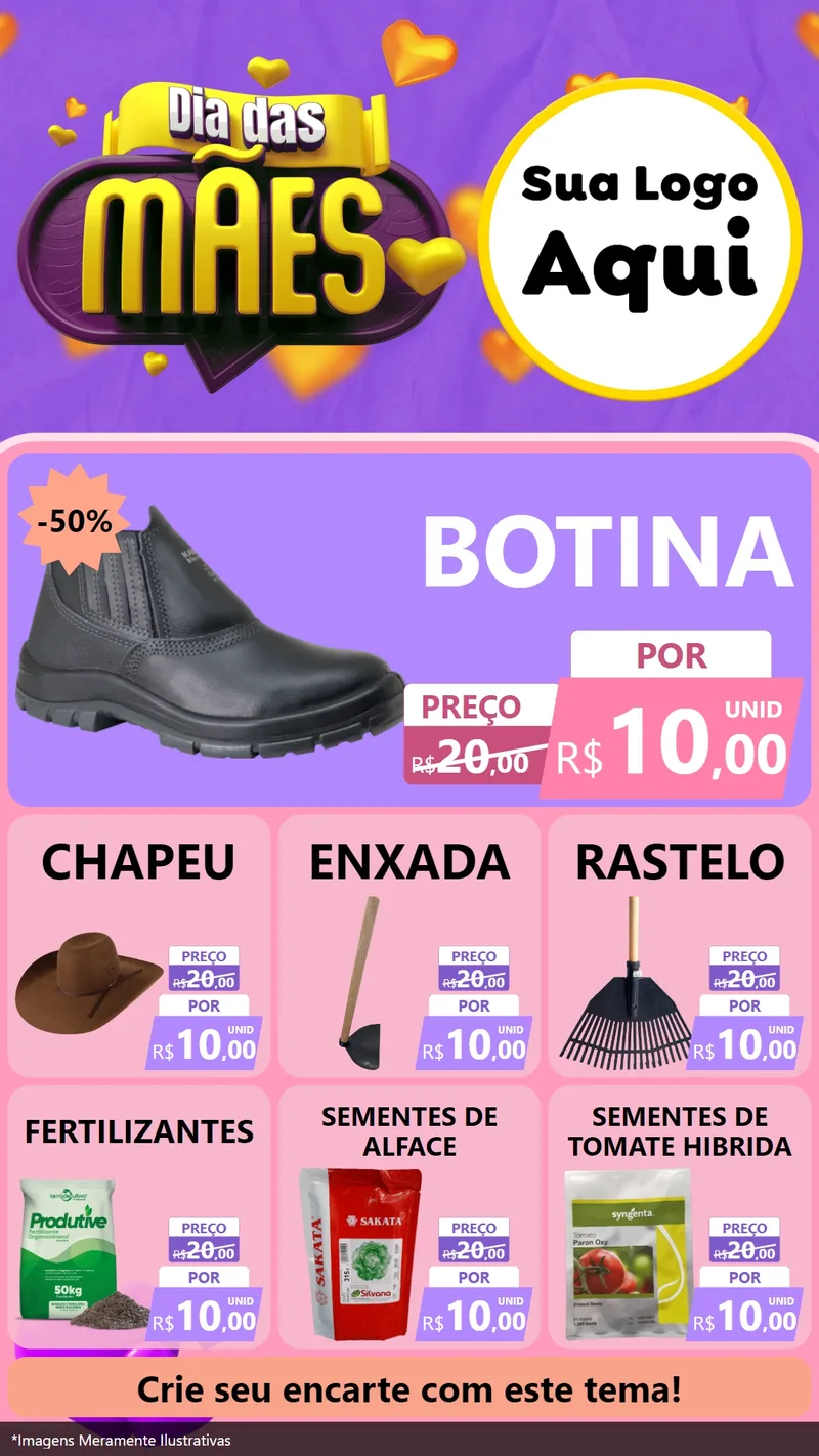 Modelo de Rede Social para Stories com o tema Dia das Mães para Agropecuária