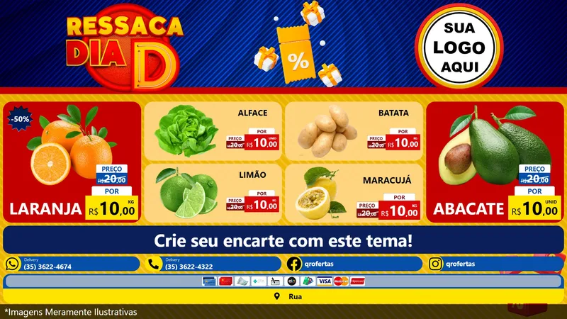 Modelo de TV para TV Horizontal com o tema Ressaca Dia D para Hortifrúti