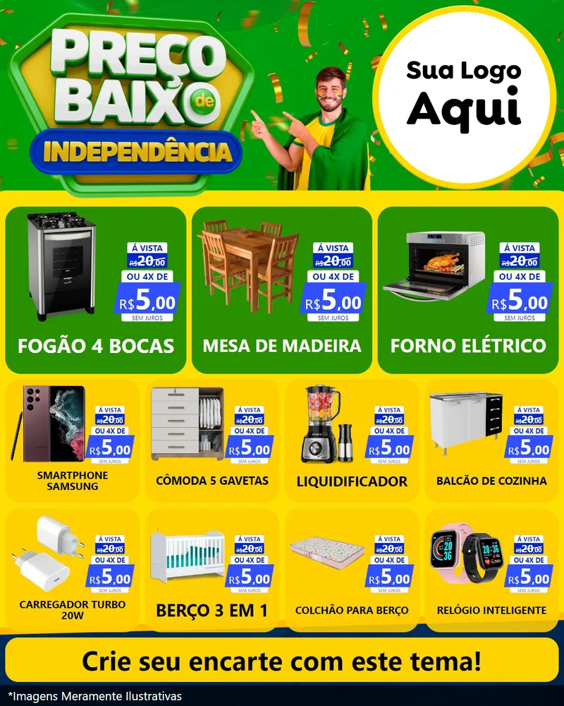 Modelo de Rede Social para Feed Instagram com o tema Preço Baixo de Independência para Móveis e Eletro