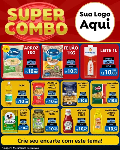 Modelo de Rede Social para Feed Instagram com o tema Super Combo para Supermercado