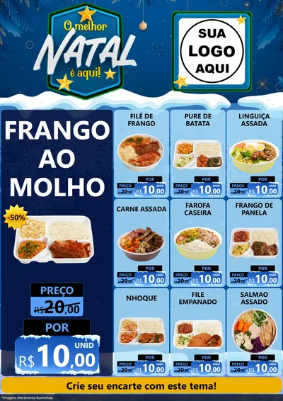 Modelo de Encarte para Encarte A4 Vertical com o tema O Melhor Natal É Aqui! para Restaurante