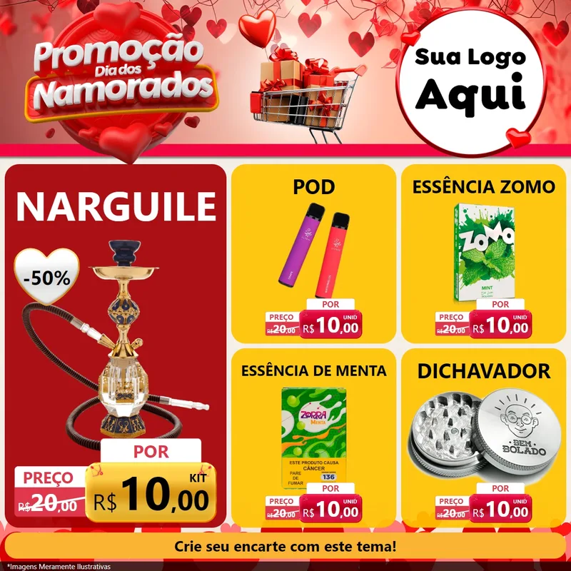 Modelo de Rede Social para Feed Facebook com o tema Promoção Dia dos Namorados para Tabacaria