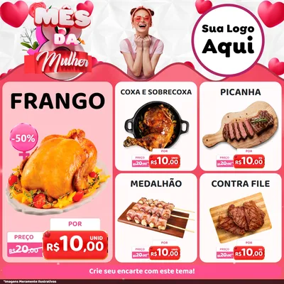 Modelo de Rede Social para Feed Facebook com o tema Mês da Mulher para Assados