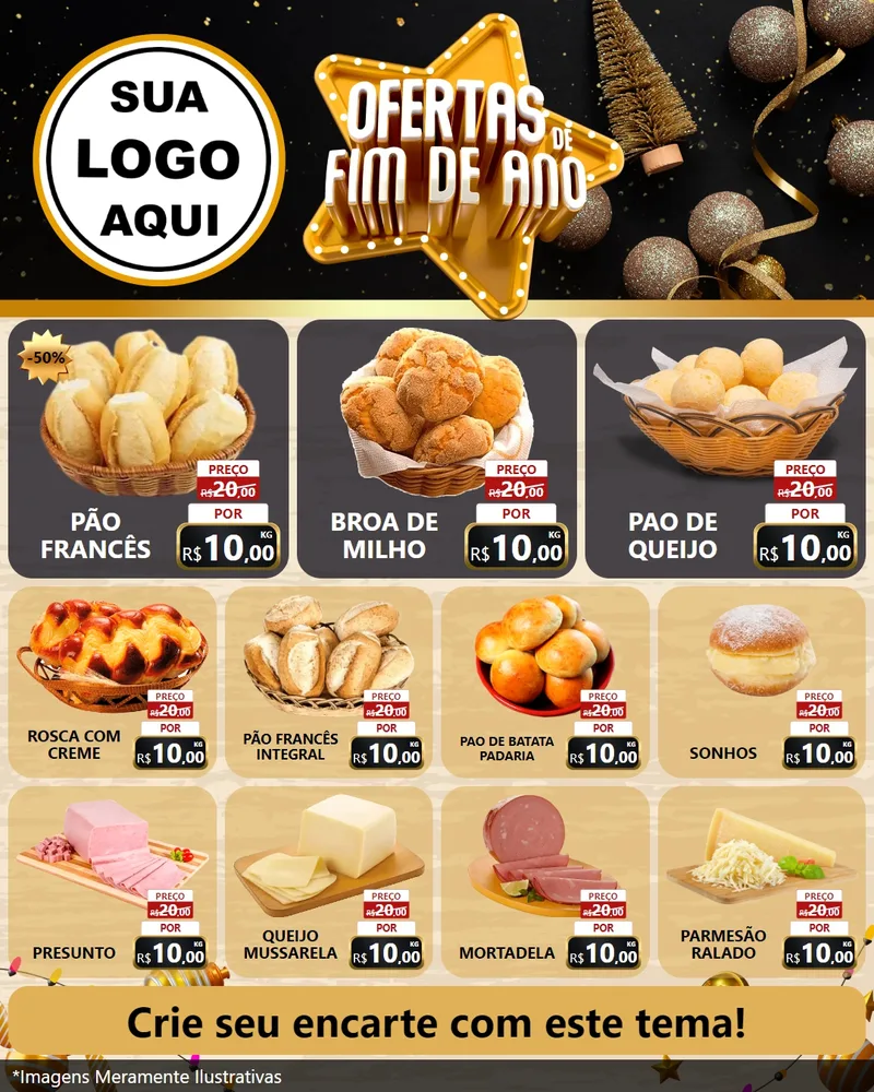 Modelo de Rede Social para Feed Instagram com o tema Ofertas de Fim de Ano para Padaria
