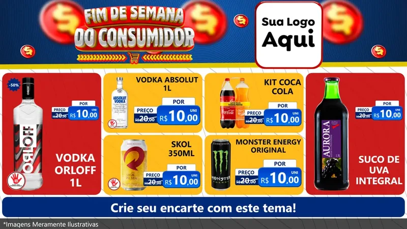 Modelo de TV para TV Horizontal com o tema Fim de Semana do Consumidor para Distribuidora de bebidas