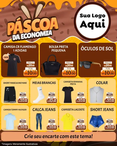Modelo de Rede Social para Feed Instagram com o tema Páscoa da Economia para Roupas e acessórios