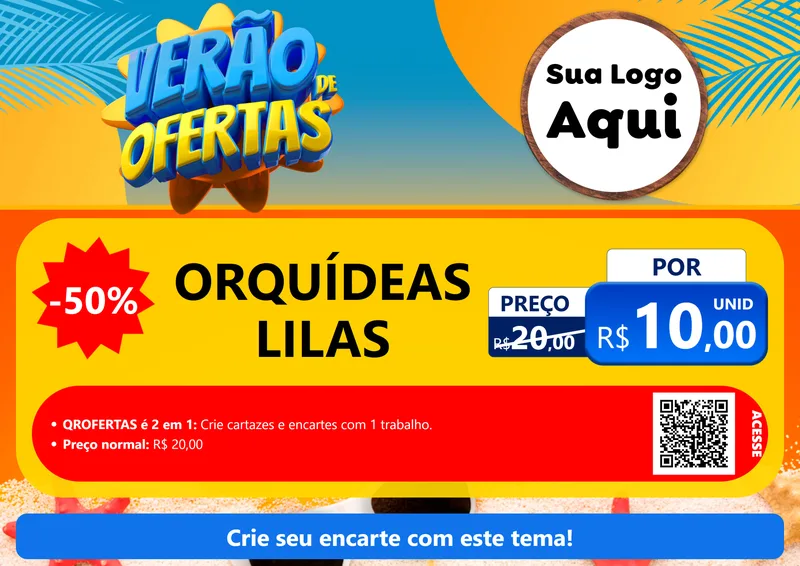 Modelo de Cartaz para Cartaz A4 Horizontal com o tema Verão de Ofertas para Floricultura e jardim