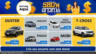 Modelo de TV para TV Horizontal com o tema Show de Ofertas para Concessionaria de Carros