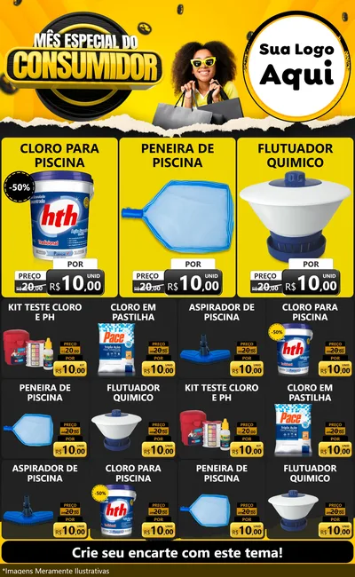 Modelo de Encarte para Encarte Grande com o tema Mês Especial do Consumidor para Produtos para Piscina