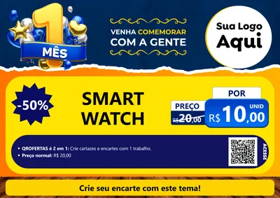 Modelo de Cartaz para Cartaz A4 Horizontal com o tema Um Mês de Aniversário para Informática
