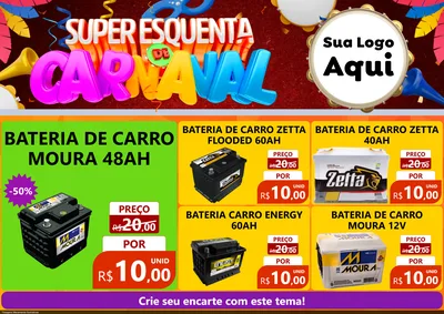 Modelo de Encarte para Encarte A4 Horizontal com o tema Super Esquenta de Carnaval para Baterias Elétricas