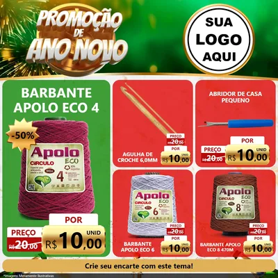 Modelo de Rede Social para Feed Facebook com o tema Promoção de Ano Novo para Armarinho e Aviamentos
